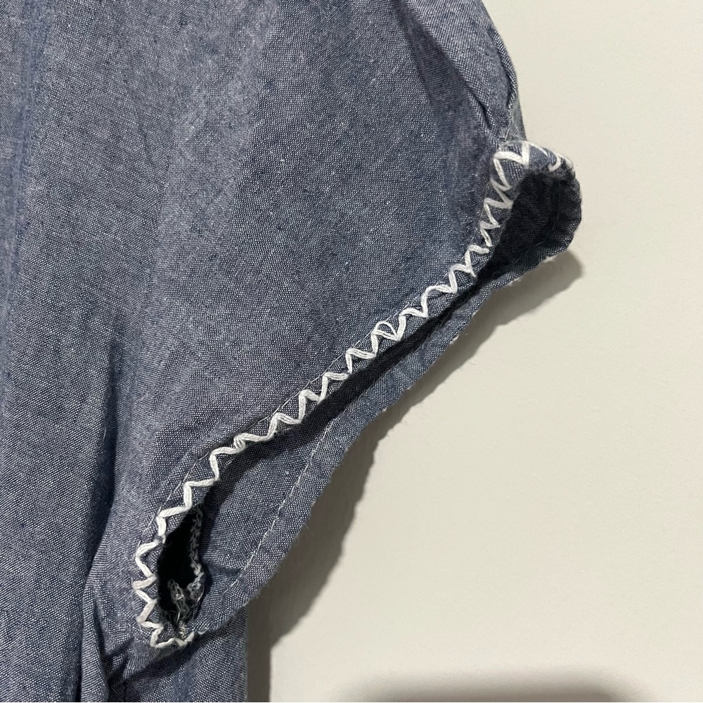 Abrazo Blue Mariano Chambray White Embroidery Shift Dress Size L - Picture 13 of 13